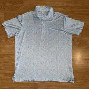 TailorByrd Golf Polo Shirt Men's XXL Multicolor Leaf‎ Pattern Performance SPF 30